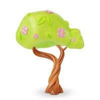 3d Blühen Blume Baum Karikatur vektor