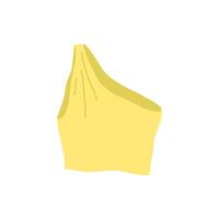 Karikatur Gelb kleiden weiblich Asymmetrie oben. vektor