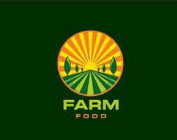 Landwirtschaft Bauernhof Feld Symbol, Landschaft mit Sonne vektor