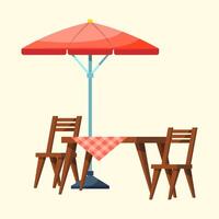 tecknad serie Färg möbel uppsättning för sommar picknick . vektor