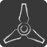 Symbol drei Klingen Propeller. verbunden zu Drohne Symbol. Kreide Stil. einfach Design Illustration vektor