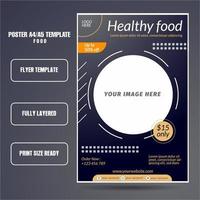 reklamblad eller broschyrmall för mat med blå och grå bakgrundsfärg vektor