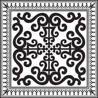 svartvit svart fyrkant yakut prydnad. ett ändlös rektangulär gräns, en ram av de nordlig människors av de långt öst vektor