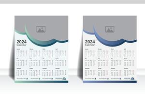 korporativ Mauer Kalender Design Vorlage 2024, jährlich Kalender Design mit Raum zum Ihre Bild, Werbung kreativ. vektor