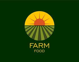lantbruk bruka fält logotyp ikon, lantlig landskap vektor