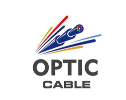 fiber optisk kabel- ikon, isolerat emblem vektor