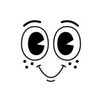 groovie emoji ansikte retro tecknad serie rolig komisk leende vektor