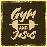 Fitnessstudio und Jesus-Workout-Fitnessstudio-Typografie zitiert Design für T-Shirt vektor