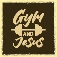 gym och jesus träning gym typografi citat design för t-shirt vektor