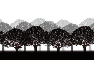 einfarbig nahtlos Wald Silhouette Hintergrund Illustration mit Text Raum. horizontal wiederholbar. vektor