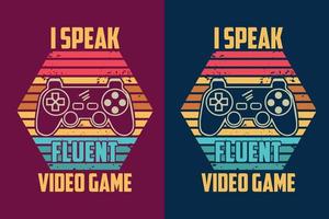 Ich spreche fließend Videospiel-Typografie Vintage-Retro-Form mit Joypad-Gaming-T-Shirt-Design vektor