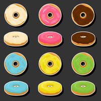 Illustration auf Thema groß einstellen anders Typen klebrig Donuts, Süss Donuts verschiedene Größe vektor