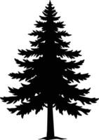 en svart och vit silhuett av en tall träd vektor