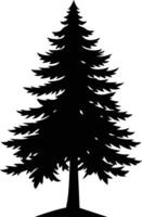 ein schwarz und Weiß Silhouette von ein Kiefer Baum vektor
