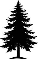 en svart och vit silhuett av en tall träd vektor