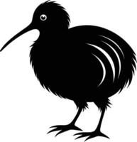 ein schwarz und Weiß Silhouette von ein Kiwi Vogel vektor