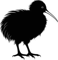 ein schwarz und Weiß Silhouette von ein Kiwi Vogel vektor