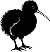 ein schwarz und Weiß Silhouette von ein Kiwi Vogel vektor