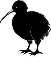 ein schwarz und Weiß Silhouette von ein Kiwi Vogel vektor