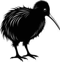 ein schwarz und Weiß Silhouette von ein Kiwi Vogel vektor