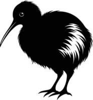 ein schwarz und Weiß Silhouette von ein Kiwi Vogel vektor