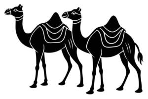 Opfer Kamel Tiere zum eid-ul-azha Illustration silhouettiert vektor