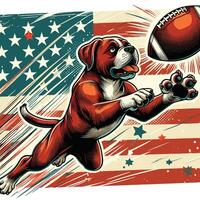 ein Bulldogge Springen zu Fang ein amerikanisch Fußball vektor
