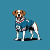 ein Hund trägt amerikanisch Fußball Jersey vektor