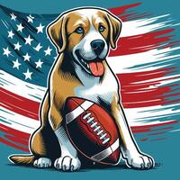 en hund Sammanträde och ett amerikan fotboll vektor
