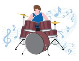 Mann spielen Trommel - - Musical Felsen Band Illustration vektor