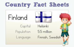 Finlands land faktablad med pojke och flagga vektor