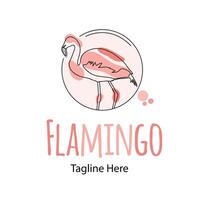 flamingo fågel abstrakt logotyp linje konst illustration med dummy text på vit bakgrund. vektor