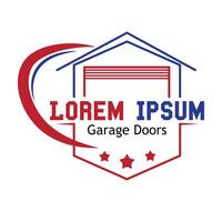 Wohn Haus Garage Türen Symbol Logo Illustration mit Dummy Text zum multi Zweck verwenden. vektor