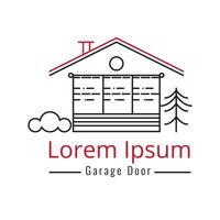 bostads- hus garage dörrar ikon logotyp illustration med dummy text för mång ändamål använda sig av. vektor