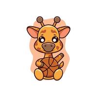 Giraffe Maskottchen Charakter Logo Design Illustration vektor