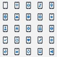 Handy-Icon-Set - Vektor-Illustration. Handy, Telefon, Smartphone, Gerät, App, Einstellung, Sperre, Sicherheit, Wiederherstellung, Sicherung, Schutz, Symbole . vektor