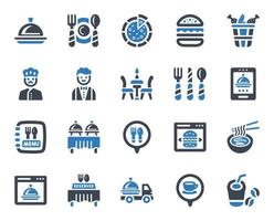 Restaurant-Icon-Set - Vektor-Illustration. Restaurant, Essen, Essen, Lebensmittel, Koch, Kellner, Koch, Kochen, Service, Catering, Lieferung, Symbole . vektor