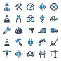 Bau-Icon-Set - Vektor-Illustration. Bau, Baumeister, Entwickler, Architekt, Ingenieur, Arbeiter, Auftragnehmer, Ingenieurwesen, Arbeit, Industrie, Symbole .