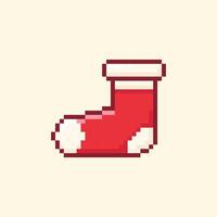 chirstmas Socken im Pixel Kunst Stil vektor