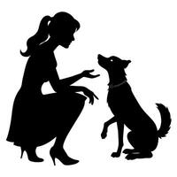 ein Frau mit Hund Illustration vektor