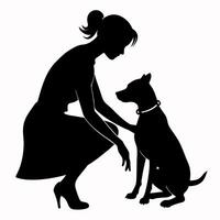 en kvinna med hund illustration vektor