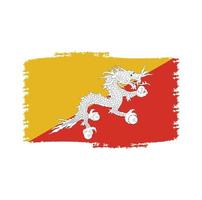 bhutan flagga vektor med akvarell borste stil