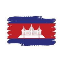 Kambodscha-Flaggenvektor mit Aquarellpinselart vektor