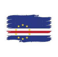 Kap Verde flagga vektor med akvarell borste stil