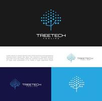 einfaches baumtech-logo-umgebungsdesign mit blauem hintergrund. natur wachstum logo technologie design organische ökologie vektor