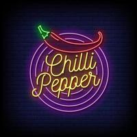 chilipeppar neon tecken stil text vektor