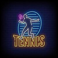 Tennis Neon Schilder Stil Textvektor vektor