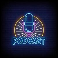 podcast neonskyltar stil text vektor