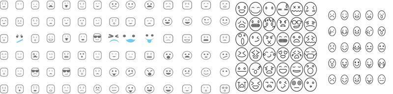süßer Satz einfacher Emojis, Emoji-Gesichter-Symbole, Emoji-Aufkleber-Set