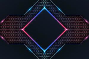 moderner Hintergrund futuristische Technologie buntes geometrisches Glühen Neon mit dunklem Hexagon-Effekt vektor